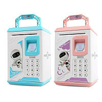 Дитяча скарбничка-сейф Robot Bodyguard з кодовим замком годинником і сканером відбитка пальця RBG-33-Pink