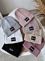 Шапка зимняя брендовая женская, женская шапка теплая, на зиму, вязаная, Шапка женская на зиму, Celine