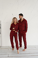 Пижама клетка красно-черная кубик,домашняя пижама, пижама унисекс, стильная пижама