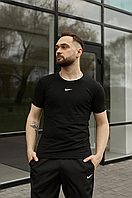 Футболка Nike черная,мужская футболка,спортивная футболка,футболка с принтом, однотонная футболка,