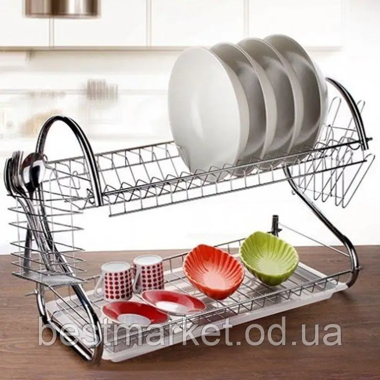 Сушарка для посуду з неіржавкої сталі Kitchen Storage Rack Стійка для зберігання посуду, фото 1