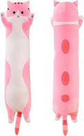 М'яка іграшка-подушка-антистрес Кіт Батон 90 см рожевий жежок