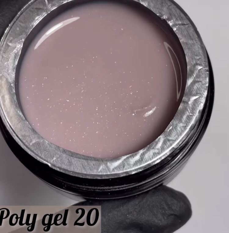 Полігель для нарощування нігтів Moon Full Poly Gel No20 Природний Бежевий із шимером 15