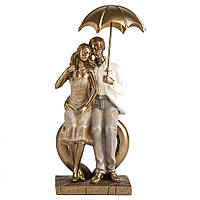 Фигурка декоративная Lefard Lovers under an umbrella 26x13x10 cm Золотистый (AL186621) KS, код: 7887653