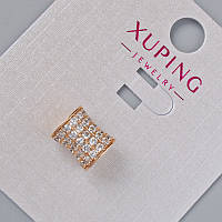 Намистина Xuping з білими стразами d-9х11мм+- отвір d-5,1мм+- позолота 18К