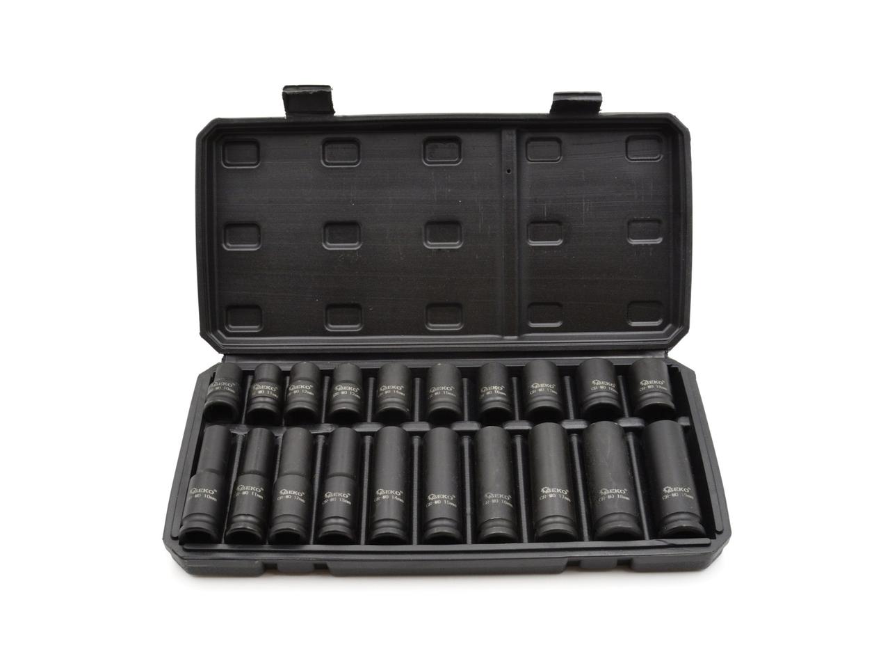 Набір довгих і коротких ударних головок 1/2" 10-19 мм Geko G10517, фото 1