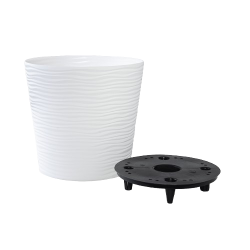 Вазон Ф'южн зі вставкою 16*14,5см низький білий Алеана, фото 1