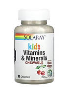 Мультивитамины Solaray Vitamins & Minerals для детей, со вкусом натуральной черешни 60 штук