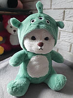 Мягкая плюшевая игрушка мишка в костюме зеленого инопланитянина 60см,мишка в капюшоне