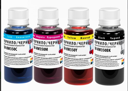 Комплект чорнила ColorWay CW-HP350 HP 450/ 1510/ 2050/ F2180/ F2280 121Pigm/134 (BP/C/M/Y) 4x100ml