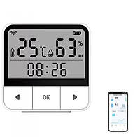 Беспроводной Wi-Fi датчик температуры и влажности Tuya Smart life PA-010 с экраном Белый - 90 KS, код: 8294794