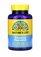 Nature's Life, восстанавливающий магний для взрослых, 500 мг, 100 вегетарианских капсул
