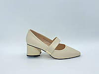 Світлі шкіряні туфлі на підборах. Erisses. Розміри: 33, 34, 35.