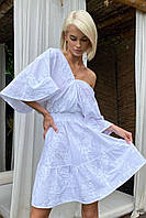 Платье - мини женское короткое, летнее, хлопковое, стильное, Белый, S, M, L, XL