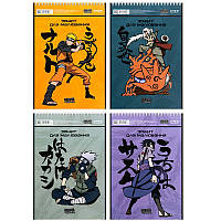 Альбом для малювання на спіралі Kite Naruto  30 аркушів софт тач + УФ лак мікс дизайнів (NR23-243)