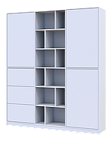 Современный распашной шкаф для одежды МОРГАН DOROS Белый 3 двери 3 ящика 180х38.5х210h (42002246)