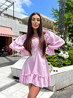 Женское красивое модное стильное трендовое базовое легкое платье из муслина (разные цвета)