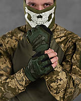 Тактические перчатки Mechanix олива беспалые военные мужские перчатки олива для зсу