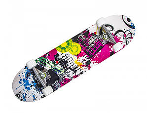 Дитячий дерев'яний скейтборд Skateboard з дизайном Cool Print до 80 кілограмів Art38213