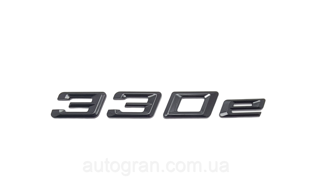 Емблема напис багажника BMW 330e чорна, фото 1