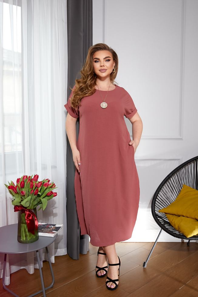 Лаконічна сукня довжиною максі в стилі бохо з круглим вирізом, фото 1