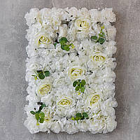 Штучний фітомодуль із квітів "Білі троянди", 40х60 см