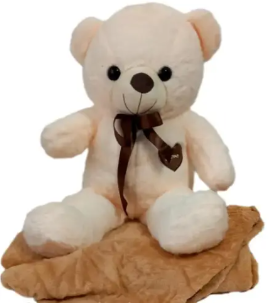 Плюшева подушка у формі м'якої іграшки-медвічінка з пледом, Прикольні іграшки 53 см