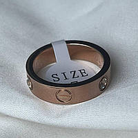 Кольцо «Love» в стиле Cartier размер 16 в золотом цвете Нержавеющая сталь