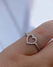 Каблучка зі срібла з сердечком і фіанітами "Diamonds" Каблучка срібна жіноча в подарунок, фото 3
