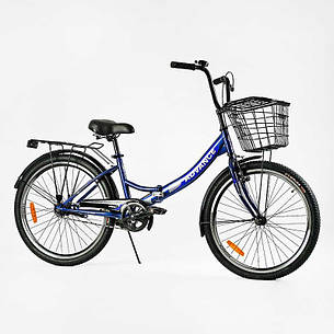 Велосипед складний Corso 24`` Advance AD-24003 (1) одношвидкісний, складна сталева рама 14``, корзина,, фото 2