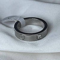 Кольцо «Love» в стиле Cartier размер 16 в серебряном цвете Нержавеющая сталь