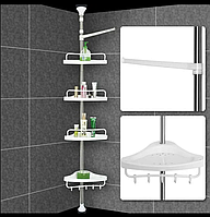 Угловая телескопическая полка Multi Corner Shelf для ванной, белая, металическая MA224
