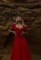 Женское красивое легкое романтическое модное сильное однотонное платье-миди