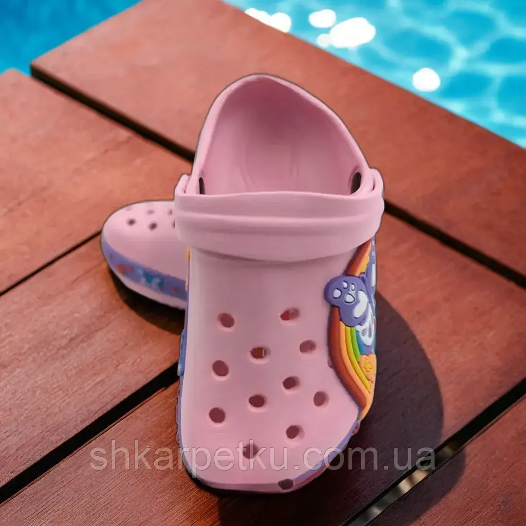 Крокси дитячі літні Jomix сандалі для дівчаток із метеликом, матеріал 100% EVA, рожеві, фото 1