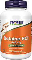 Гидрохлорид бетаина Now Foods, Betaine HCl, 648 мг, 120 капсул