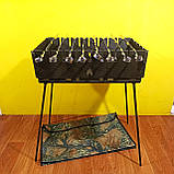 Мангал-чемодан 3мм з чохлом і шампурами. Розкладний мангал на 8 шампурів зі знімними ніжками., фото 2