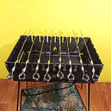 Мангал-чемодан 3мм з чохлом і шампурами. Розкладний мангал на 8 шампурів зі знімними ніжками., фото 9