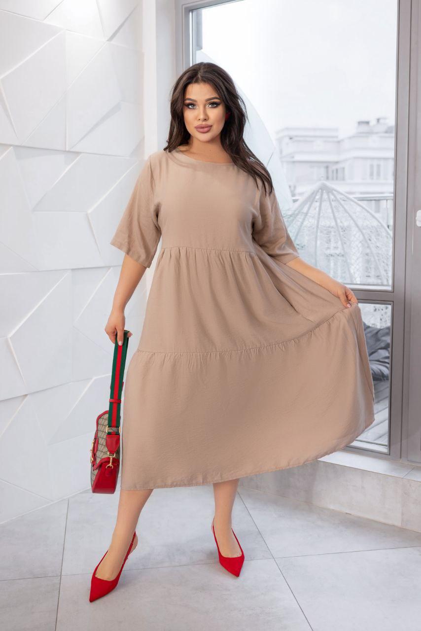 Сукня вільного крою на літо, розміри батал 50/52, 54/56 беж,мята,джинс,, фото 1