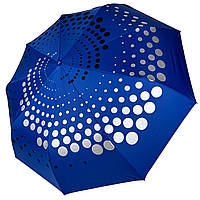 Складана парасолька напівавтомат з абстрактним принтом від Срібний дощ антивітер колір синій 022-BS, код: 8198913