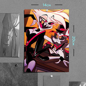 "Енджел Даст і Гаск (Готель Газбін / Hazbin hotel)" плакат (постер) розміром А5 (14х20см)