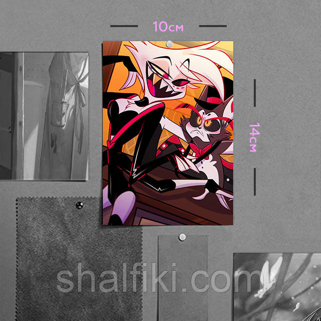 "Енджел Даст і Гаск (Готель Газбін / Hazbin hotel)" плакат (постер) розміром А6 (10х14см), фото 1