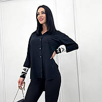 Жіноча блузка з принтом Міккі 50-52. Чорний