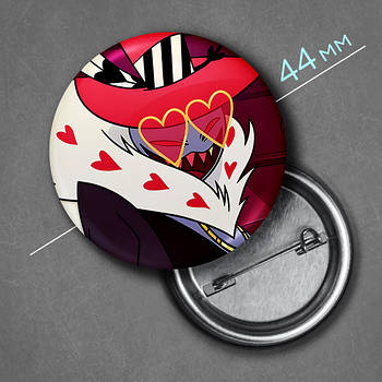 "Валентино (Готель Газбін / Hazbin hotel)" значок круглий на булавці Ø44 мм