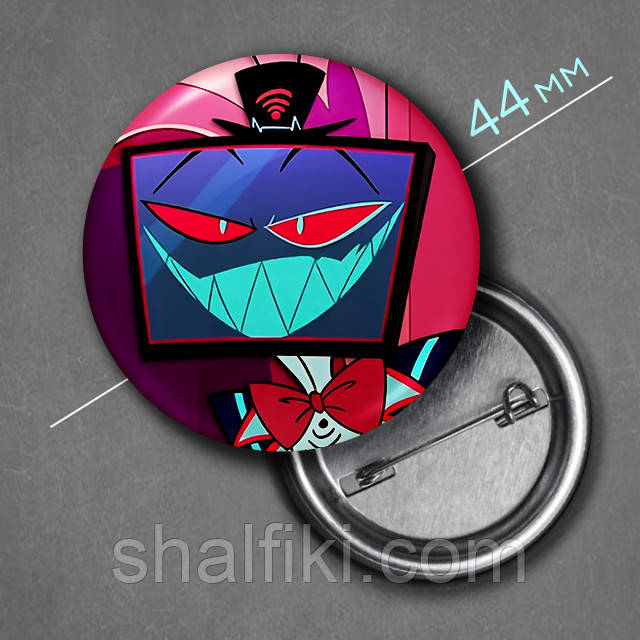 "Вокс (Готель Газбін / Hazbin hotel)" значок круглий на булавці Ø44 мм, фото 1