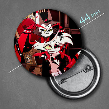 "Гаск і Енджел Даст (Готель Газбін / Hazbin hotel)" значок круглий на булавці Ø44 мм