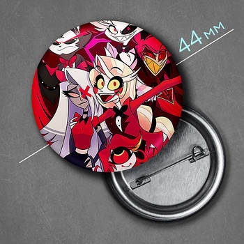 "Готель Газбін / Hazbin hotel" значок круглий на булавці Ø44 мм