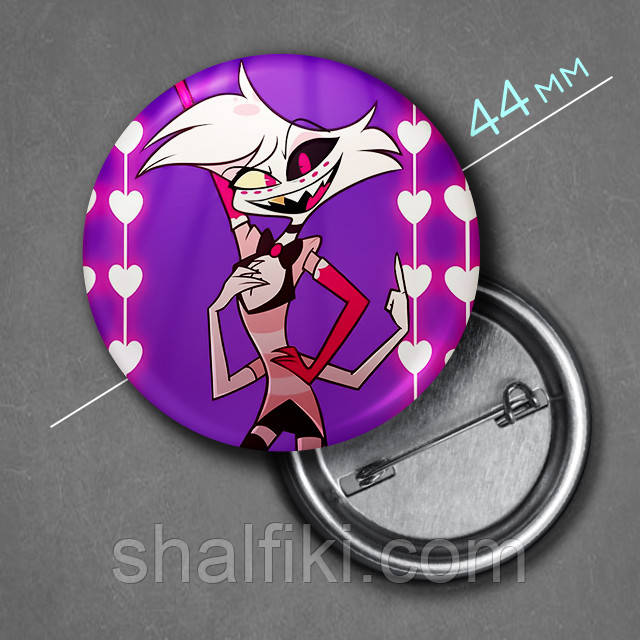 "Енджел Даст (Готель Газбін / Hazbin hotel)" значок круглий на булавці Ø44 мм, фото 1