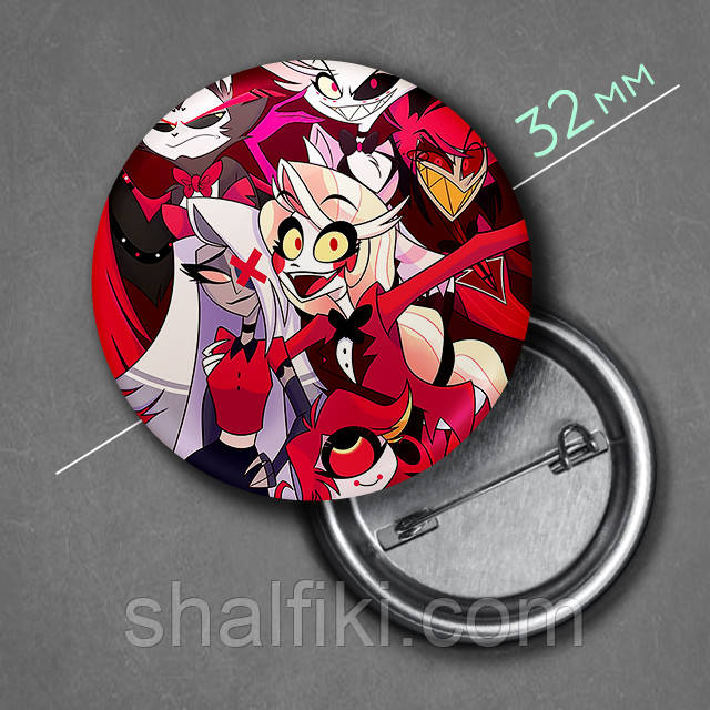 "Готель Газбін / Hazbin hotel" значок круглий на булавці Ø32 мм, фото 1