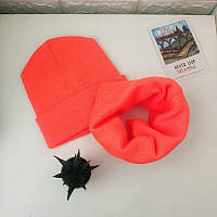 Комплект шапка с хомутом Luxyart унисекс размер подростковый оранжевый (OL-009) BS, код: 6670606