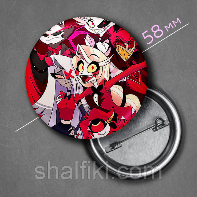 "Готель Газбін / Hazbin hotel" значок круглий на булавці Ø58 мм, фото 1